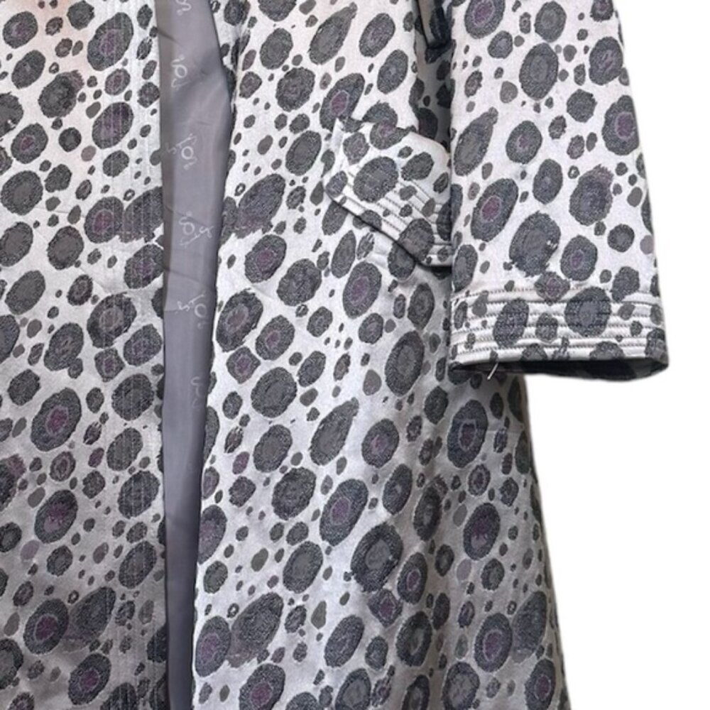 Samuel Dong NEW Trench Coat Metallic Texture Neutral Dress Pockets Jacket Animal - Picture 7 of 16